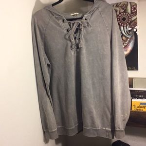 Easel Distressed gray athleisure hoodie